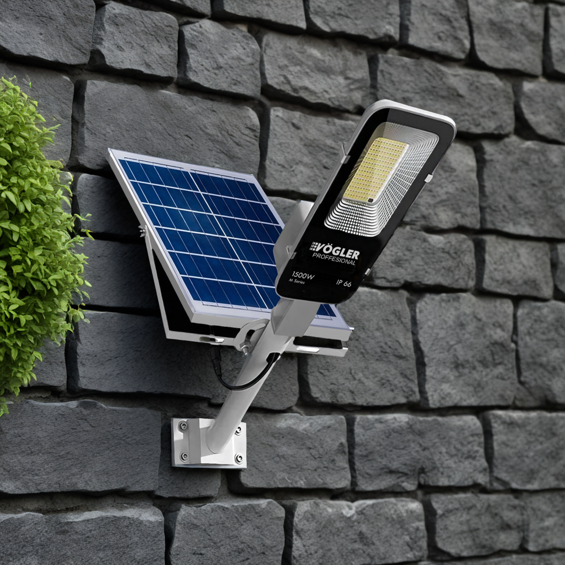 Mocna lampa solarna, czujnik zmierzchu, pilot, Vögler Professional 1500W