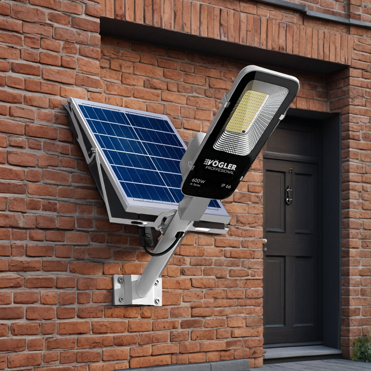 Mocna lampa solarna, czujnik zmierzchu, pilot, Vögler Professional 600W