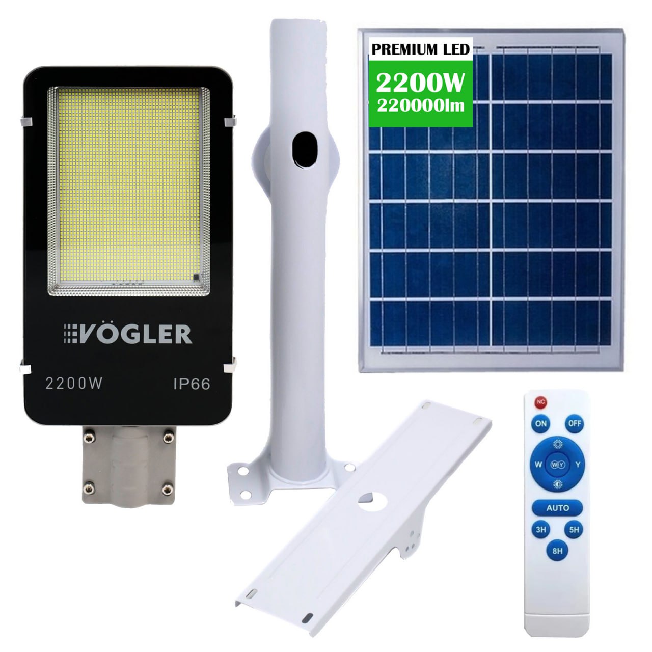 Lampa Solarna Uliczna LED Latarnia z Uchwytem i Pilotem Panel Solarny