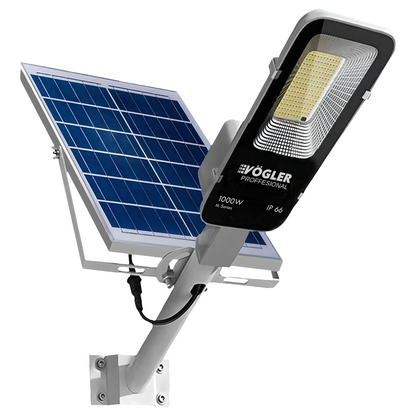 Mocna lampa solarna, czujnik zmierzchu, pilot, Vögler Professional 1000W
