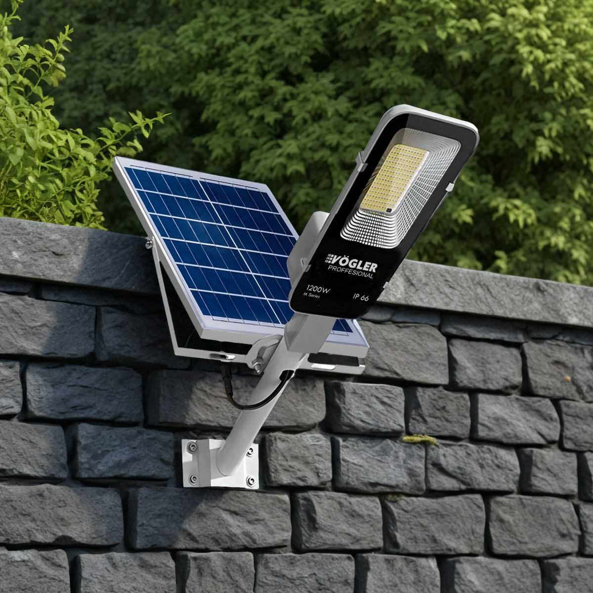 Mocna lampa solarna, czujnik zmierzchu, pilot, Vögler Professional 1200W