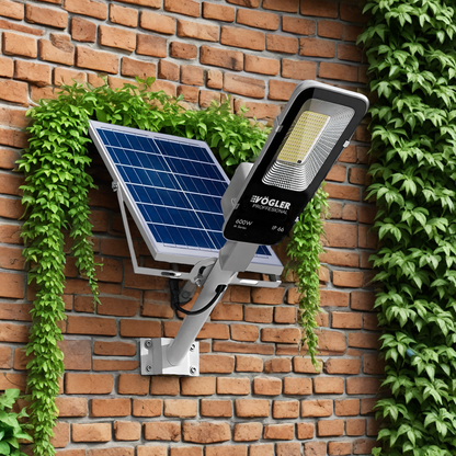 Mocna lampa solarna, czujnik zmierzchu, pilot, Vögler Professional 600W
