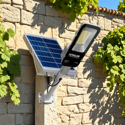 Mocna lampa solarna, czujnik zmierzchu, pilot, Vögler Professional 600W