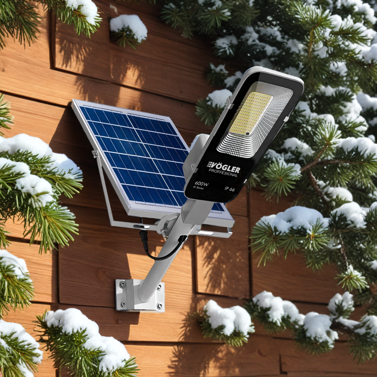 Mocna lampa solarna, czujnik zmierzchu, pilot, Vögler Professional 600W