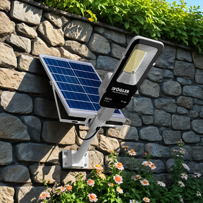 Mocna lampa solarna, czujnik zmierzchu, pilot, Vögler Professional 800W