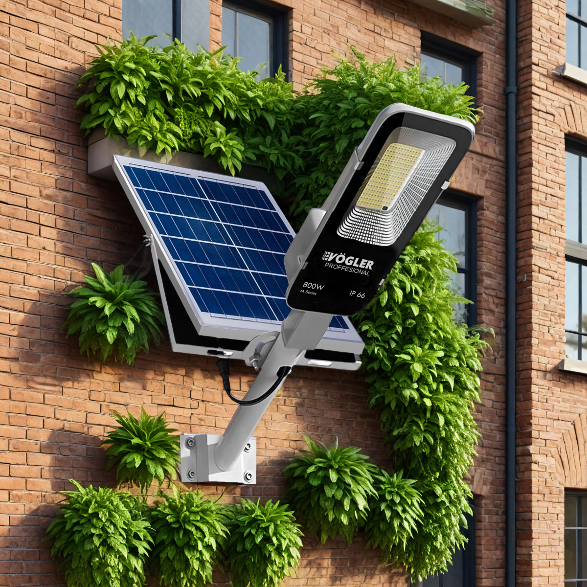 Mocna lampa solarna, czujnik zmierzchu, pilot, Vögler Professional 800W