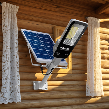 Mocna lampa solarna, czujnik zmierzchu, pilot, Vögler Professional 800W